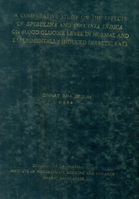 Image of A Comparative Study on The Effects of Spirulina And Coccinia Indica On Blood Glucose Level In Normal And Experimentally Induced Diabetic Rats