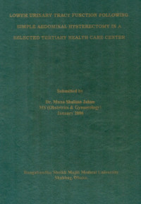 Image of Lower Urinary Tract Function Following Simple Abdominal Hysterectomy In A Selected Tertiary Health Care Center