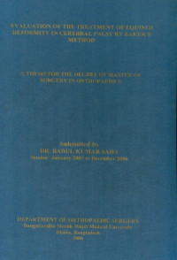 Image of Evaluation Of The Treatment Of Equinus Deformity In Cerebral Palsy By Baker's Method