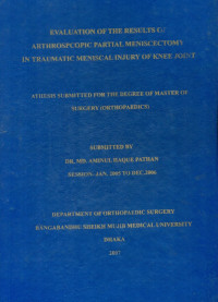 Image of Evaluation Of The Results Of Arthrospcopic Partial Meniscectomy In Traumatic Meniscal Injury Of Knee Joint