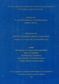 Image of Evaluation Of Lindholm Technique For Repair Of Tendo Achilles Injury