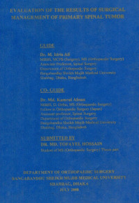 Image of Evaluation Of The Results Of Surgical Management Of Primary Spinal Tumor