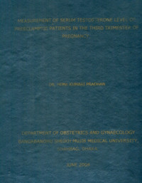 Image of Measurement Of Serum Testosterone Level Of Preeclamptic Patients In The Third Trimester Of Pregnancy