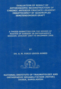 Image of Evaluation Of Result Of Arthroscopic Reconstruction Of Chronic Anterior Cruciate Ligament Insufficiency By Quadrupled Semitendinosus Graft