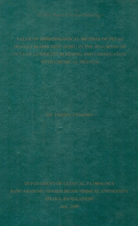 Image of Value Of Immunological Method Of Fecal Occult Blood Test (FOBT) In The Diagnosis Of Occult Lower Git Bleeding And Correlation with Chemical Method