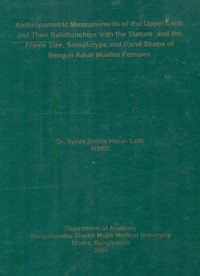 Image of Anthropometric  Measurements of the Upper Limb and Their Relationsships with the Stature and the Frame Size, Somatotype and Hand Shape of Bengali Adult Muslim Females