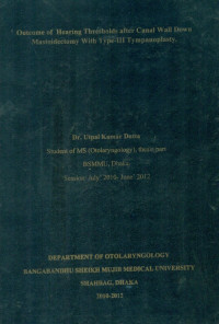 Image of Outcome of Hearing Thresholds after Canal Wall Down Mastoidectomy With Type-III Tympanoplasty