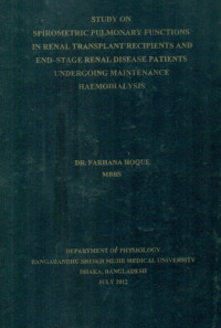 Image of Study On Spirometric Pulmonary Functions In Renal Transplant Recipients And End- Stage Renal Disease Patients Undergoing Maintenance Haemodialysis