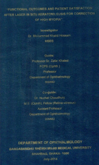 Image of Functional Outcomes And Patient Satisfaction After Laser In Situ Keratomileusis For Correction Of High Myopia