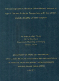 Image of Ultrasonographic  Evaluation  of  Gallbladder  Volume  in  Type  II  Diabetic  Patients,  Comparison  with  that  of  Non-diabetic  Healthy  Control  Subjects