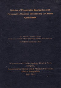 Image of Relation  of  Preoperative  Hearing  Loss  With  Peroperative  Ossicular  Discontinuity  in  Chronic  Otitis  Media