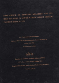 Image of Prevalence of Diabets Mellitus and Its Risk Factors in Minor Ethnic Group ( Bihari Camp) in Dhaka City