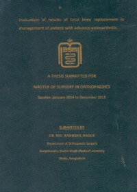 Image of Evaluation of results of total Knee replacement in Management With advance osteoarthritis.