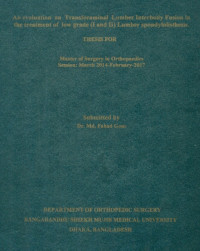 Image of An evaluation on Transforaminal Lumber spondylolisthesis