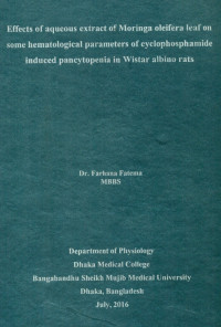 Image of Effects of aqueous extract of Moringa oleifera leaf on some hematological parameters of cyclophosphamide induced Pancytopenia in Wistar albino rats
