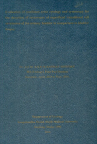 Image of Evaluation of combined urine cytology and cystoscopy for the detection of recurrence of superficial transitional cell carcinoma of the urinary bladder in comparison to bladder biopsy