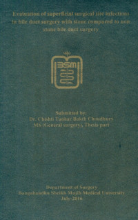Image of Evaluation of superficial surgical site infections in bile duct surgery with stone compared to non stone bile duct surgery