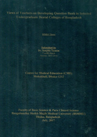 Image of Views of Teachers on Developing Question Bank in Selected Undergraduate Dental Colleges of Bangladesh
