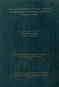 Image of Efficacy and Tolerability of Ferrous Sulfate and Carbonyl Iron Deficiency Anaemia in Pregnant women