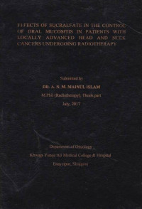 Image of EFFECTS OF SUCRALFATE IN THE CONTROL OF ORAL MUCOSITIS IN PATIENTS WITH LOCALLY ADVANCED HEAD AND NECK CANCERS UNDERGOING RADIOTHERAPY