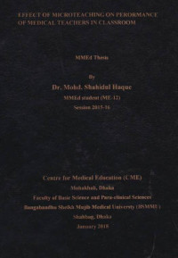 Image of EFFECT OF MICROTEACHING ON PERFORMANCE OF MEDICAL TEACHERS IN CLASSROOM