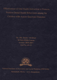 Image of Effectiveness of Oral Health Instruction to Promote Positive Dental Health Behaviours among the Children with Autism Spectrum Disorders