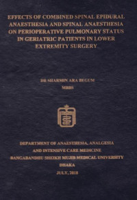 Image of EFFECTS OF COMBINED SPINAL EPIDURAL ANAESTHESIA AND SPINAL ANAESTHESIA ON PERIOPERATIVE PULMONARY STATUS IN GERIATRIC SURGERY