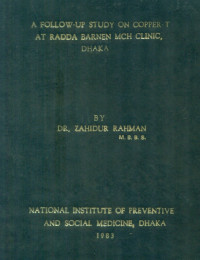 Image of A Follow-Up Study On Copper-T At Radda Barnen MCH Clinic, Dhaka