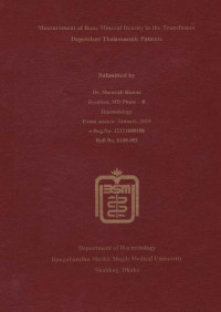 Image of Measurement of Bone Mineral Density in the Transfusion Dependent Thalassaemic Patients