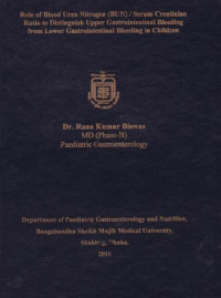 Image of Role of Blood Urea Nitrogen (BUN) / Serum Creatinine Ratio to Distinguish Upper Gastrointestinal Bleeding from Lower Gastrointestinal Bleeding in Children