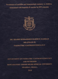 Image of Persistence of anti HBs and immunologic memory in children immunized with hepatitis B vaccine by EPI schedule