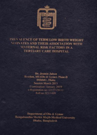 Image of Prevalence of term low birth weight neonates and their association with maternal risk factors in a tertiary care hospital