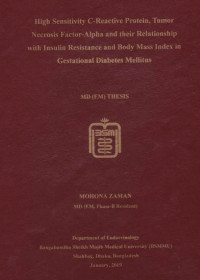 Image of High Sensitivity C-Reactive Protein, Tumor Necrosis Factor-Alpha and their Relationship with Insulin Resistance and Body Mass Index in Gestational Diabetes Mellitus
