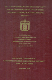 Image of PATTERN OF SYMPTOMS AND DISEASE SEVERITY AMONG OBSESSIVE COMPULSIVE DISORDER PATIENTS ATTENDING IN A TERTIARY LEVEL HOSPITAL