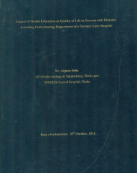 Image of Impact of Health Education on Quality of life in Persons with Diabetes Attending Endocrinology Department of a Tertiary Care Hospital