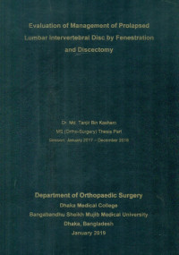 Image of Evaluation of Management of Prolapsed Lumbar Intervertebral Disc by Fenestration and Discectomy