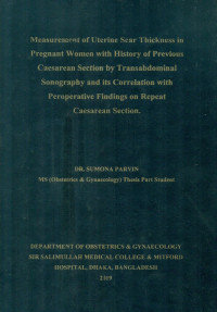 Image of Measurement of Uterine  Scar Thickness in Pregnant Women with History  of Previous Caesarean Section by Transabdominal Sonography and its Correlation with Peroperative Findings on Repeat Caesarean Section