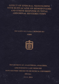 Image of Effect of Epidural Neostigmine with Bupiv Acaine on Hemodynamic and Stress response in Total Abdominal Hysterectomy