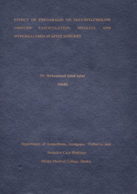 Image of Effect of Pregabalin on Succinylcholine Induced Fasciculation, Myalgia  and Hyperkalemia in Spine  Surgery