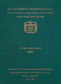 Image of Relationship of Thickness of Early Oral Tongue Carcinoma (T1, T2) with Neck Node Metastasis