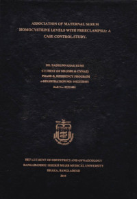Image of Association of Maternal Serum Homocysteine Levels with Preeclampsia: A Case Control Study
