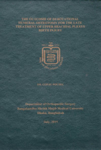 Image of The Outcome of Derotational Humeral Osteotomy for the late Treatment of Upper Brachial Plexus Birth Injury