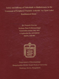 Image of Safety and Efficacy of Tofacitinib vs Methotrexate in the Treatment of Peripheral Psoriatic Arthritis-An Open Label Randomized Study