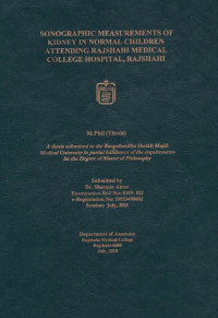 Image of Sonographic Measurements of Kidney in Normal Children Attening Rajshahi Medical College Hospital, Rajshahi