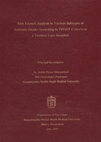 Image of Risk Factors Analysis in Various Subtypes of Ischemic Stroke According to TOAST Criteria in a Tertiary Care Hospital