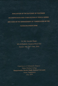Image of Evaluation of the Outcome of Posterior Decompession and Stabilization by Pedicle Screw and Rods in the Management of Tuberculosis of the Thoracolumabar Spine