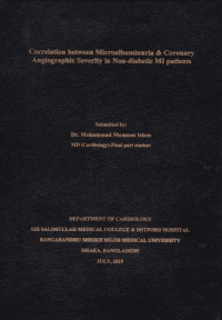 Image of Correlation Between Microalbuminuria & Coronary Angiographic Severity in Non-Diabetic MI Patients