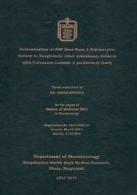 Image of Determination of PNP Gene Exon 2 Polymorphic Variant in Bangladeshi Adult Aresnicosis Patients with Cutaneous Lesions: A Preliminary Study