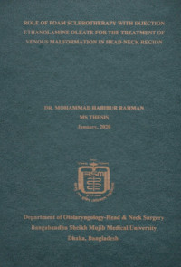 Image of Role of Foam Sclerotherapy with Injection Ethanolamine Oleate for the  Treatment of Venous Malformation in Head-Neck Region
