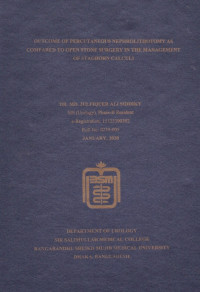 Image of Outcome of Percutaneous Nephrolithotomy as Compared to open Stone Surgery in the Management of Staghorn Calculi